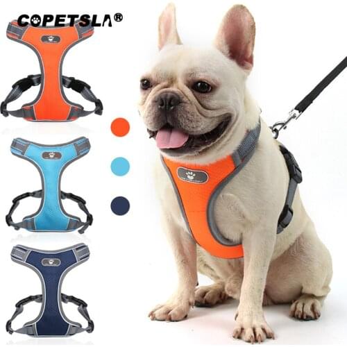 Copetsla Nylon Reflective Dog Cat Harness Vest Printed French Bulldog Harness Puppy Small Medium Dogs Cats Harness For Chihuahua