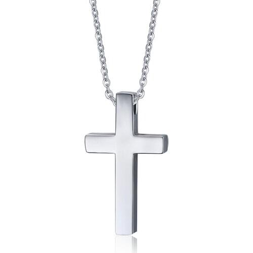 Newest Men Cross Pendant Necklace Stainless Steel Link Chain Necklace Statement Jewelry Necklace Nice Gift