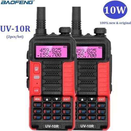 2 sets Baofeng UV-10R 10W Powerful Walkie Talkies Portable Radio for Hunting VHF UHF Two Way CB Ham Radio Transceiver 2021 New