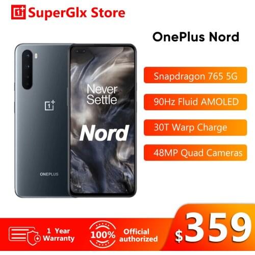 Original Global Version OnePlus Nord 5G Snapdragon 765G Smartphone 8GB 128GB 6.44'' 90Hz AMOLED Screen 48MP Quad Mobile Phone