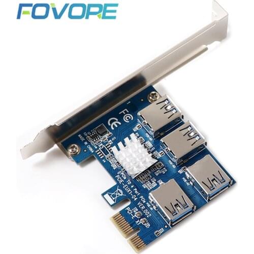 PCIe 1 to 4 PCI-express 16X slots Riser Card PCI-E 1X to External 4 PCI-e USB 3.0 Adapter Multiplier Card for Bitcoin Miner