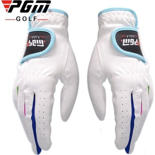 Pgm Authentic Children Sport Gloves Girs Boys Full Fingers Anti-Skid Golf Gloves Left And Right Breathable Golf Mittens D0019