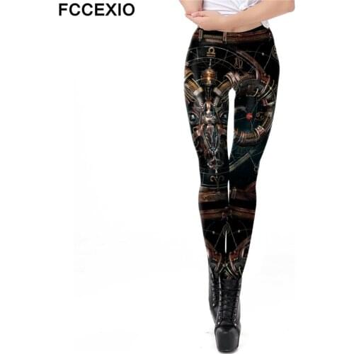 FCCEXIO Sexy Skinny Leggings Women Plus Size Clothing Mid-Waist Pants Winter Womens Pants 3D Punk Print Leggings For Girls