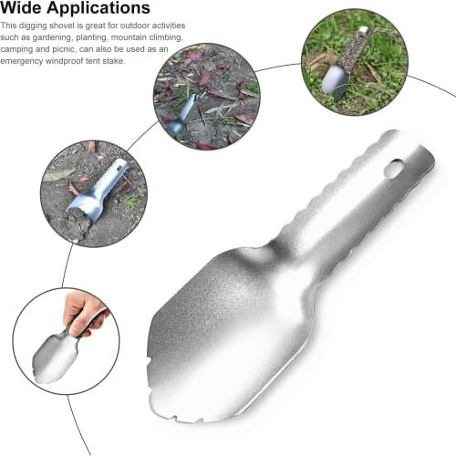 Portable Mini Stainless Steel Garden Tools Collapsible Folding Shovel Camping Spade Gardening Tool Cloth Package Dropship