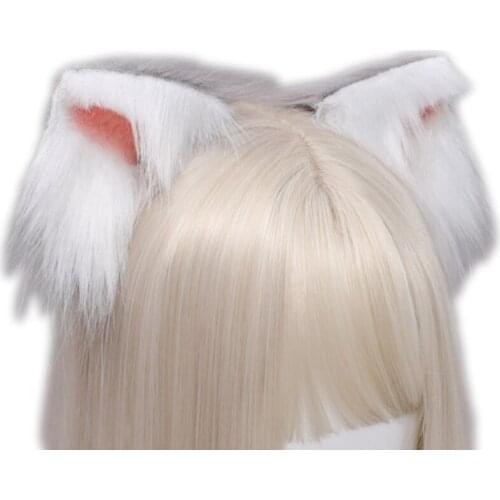 Lovely Faux Fur Kitten Ears Lolita Hair Clips Japanese Anime Cosplay Furry Animal Hairpins Halloween Costume Party Props 066F
