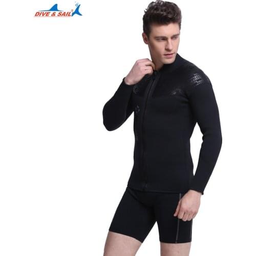 DIVE&SAIL Mens Split Wetsuit 3mm Neoprene Diving Jacket and 1.5mm Dive Shorts Suit Swimming Surf Surfing Spearfishing Rashguard