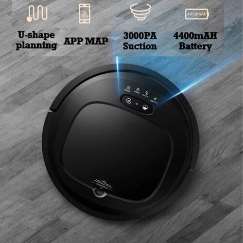 Robot Vocuum Cleaner 3000PA 4400mAh Self-Recharge 8cm Body APP control Visual Map for Gyroscope Navigation Pet fur Carpet floor