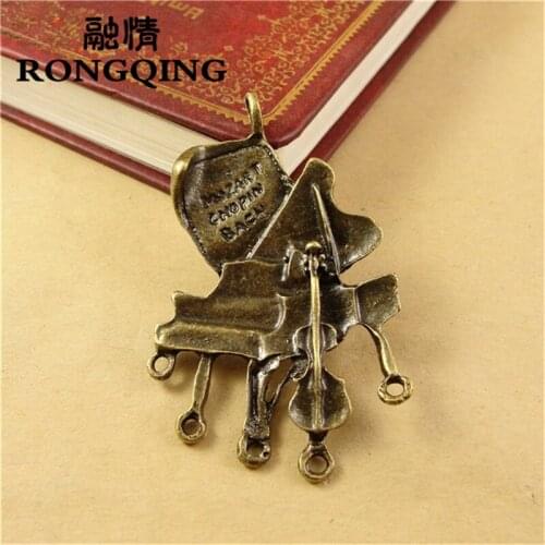 RONGQING 31 * 55MM 20pcs/lot piano music Necklaces Pendants Handmade Fashion Jewelry Charms DIY