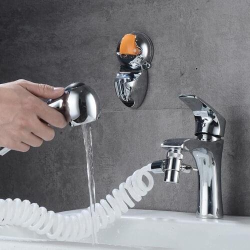 Silver Zinc Alloy Handheld Shampoo Extension Hose Shower Faucet Sprayer Set Bathroom Accessories Household Hand-held Nozzle Set