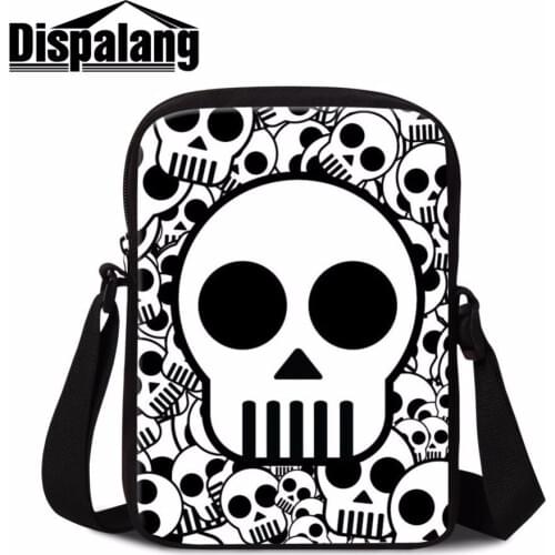 Dispalang cool small travel messenger bags skull head mini casual crossbody sling bag mini over the shoulder bag