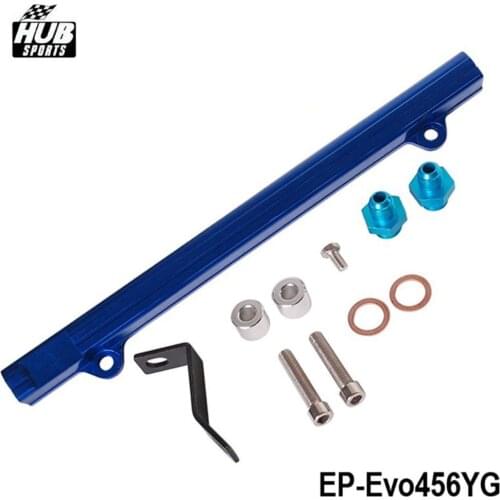 For Mitsubishi 4G63 EVO4/5/6 Top feed Injector Fuel Rail Turbo Kit Blue Aluminium Billet HQ Jdm HU-Evo456YG
