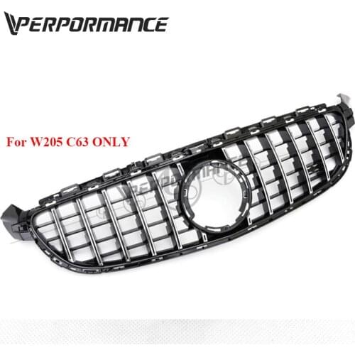 W205 C63 GT grille for Real C63 W205 2014-2018 year ABS W205 C63 ONLY grille sliver and black