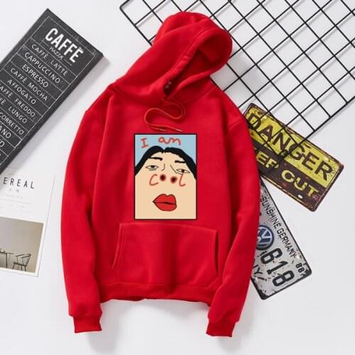 I Am Cool Funny Letter Print Hoodie White Harajuku Pullovers Sweatshirt Women Korean Creative Female Hoodies Spoof Black Top