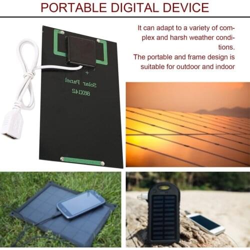 New 5W 5V Solar Panel Battery Charger DIY Solar Module with USB Port Portable Outdoor Solar Charging Board for Mobile Phones