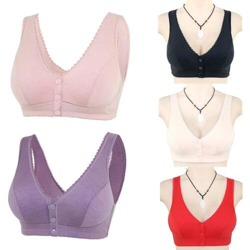 Women Comfortable Cotton Bra Gift For Mom Fashion Soft Bralette Underwear Stretch Plus Size Pink Nude Color Vest Brassiere