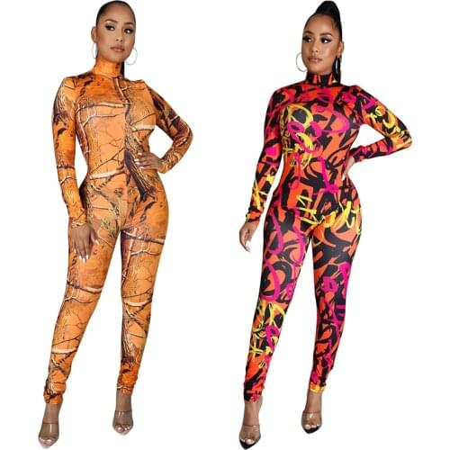 Summer Women Vintage Tribal Tattoo Print Mesh Jumpsuit Curvy African Runway Sheer Bodysuit Celebrity Jumpsuit Catsuit
