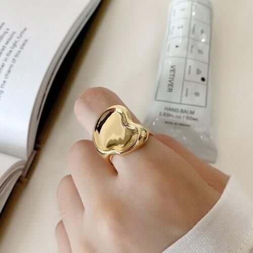 925 sterling silver Fashion Irregular Round Circle silver Ring Geometric Open Finger Ring For Women