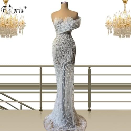 Sexy Full Beading Evening Dress Elegant Dubai Arabic Mermaid Prom Dress Robe De Soiree Middle East Party Gowns Celebrity