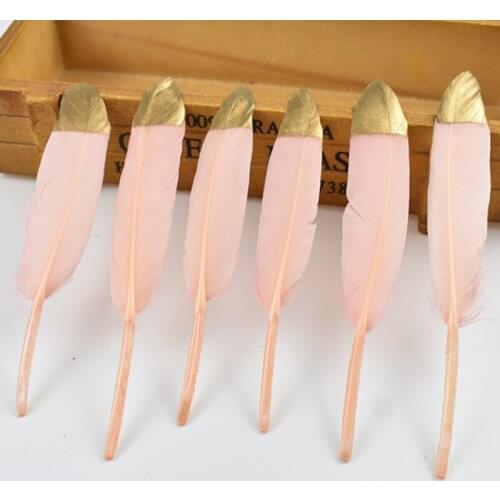 Gold Dipped Duck Feathers Goose Feathers for Crafts 10-15CM/4-6" Natural Feathers for Jewelry Making Wedding Feathers Decoration