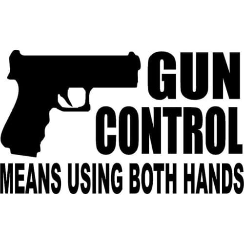 17.2CM*10.2CM Gun Control Means Using Both Hands Decal Car Sticker And Decals Accessories Black/Sliver C8-0654