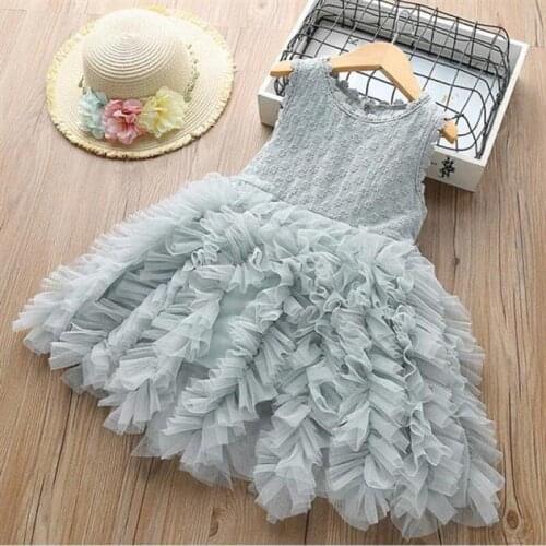 2020 Fashion Cute Girls Princess Ball Grown Bow Dress Kids Baby Party Wedding Pageant Lace Dresses Clothes