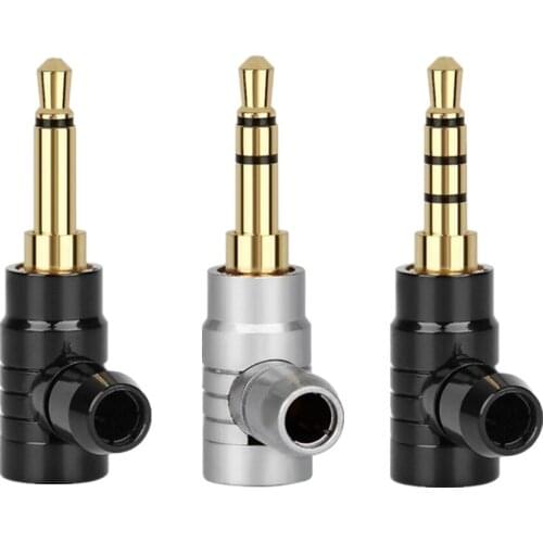 3.5mm 90 Degree Right Angle Earphone Plug Gold Plated Copper 2/3/4 Poles Stereo Audio Adapter 3.5 Mono Headphone Wire Connectors