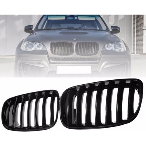 Pair Shiny Black Front Bumper Hood Kidney Sport Grills Grille Car Accessories for BMW 2007-2013 E70 E71 X5 X6