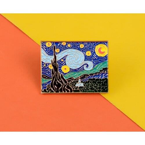 Vintage classic painting enamel pins Van Gogh Starry Sky Lapel pin badges brooches Abstract fantasy jewelry gifts for artist