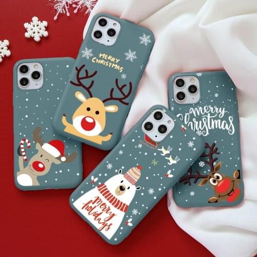 New Year Gift Christmas Case Coque For iPhone 12 12pro 11 Pro Max 12 mini 7 8 6 6S Plus 5 S SE 2020 X XR XS Max Bear Lovely Back