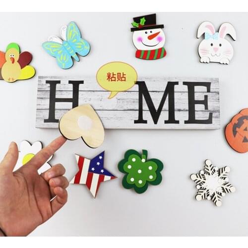 Rustic Wood Home Sign Wooden Decorative Home Signs with Letters Pumpkin, Turkey, Snowflake