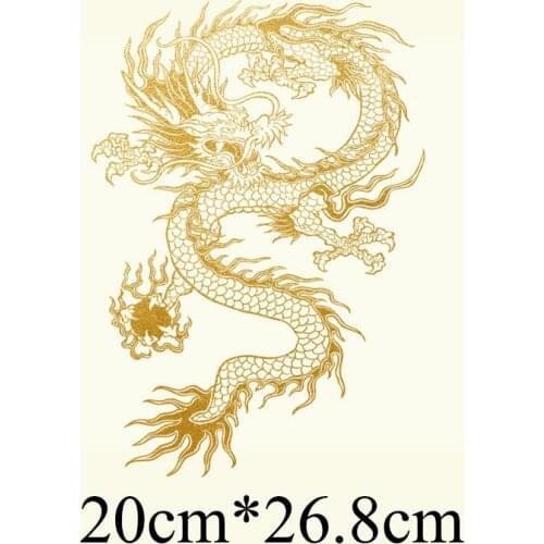 DIY Fashion Heat Transfer Vinyl Sticker Golden Dragon Patches For Clothes Applique Iron On Transfer On T-Shirt Clothing Printing