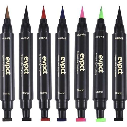 Double Head Liquid Eyeliner Pen Winged Eye Liner Pencil Stamp Makeup Stamps Seal Pens Pencil Waterproof Colorful 7Colors