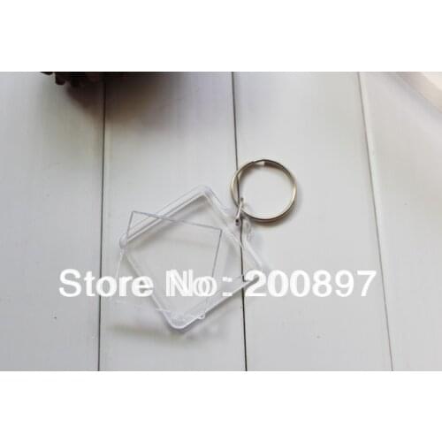 Hot promotion DIY acrylic blank photo keychain square shape side 3.3cm key chain 100pcs/lot