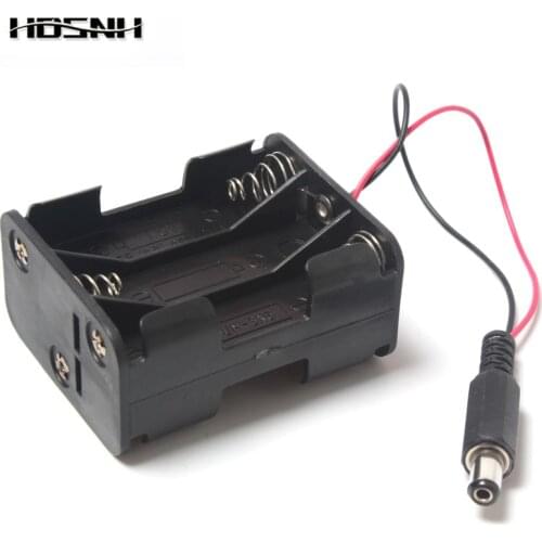 Hot Sale 6 x AA Battery Case Storage Box Holder With Wire Lead&DC Power Jack Male Plug For Soldering connecting