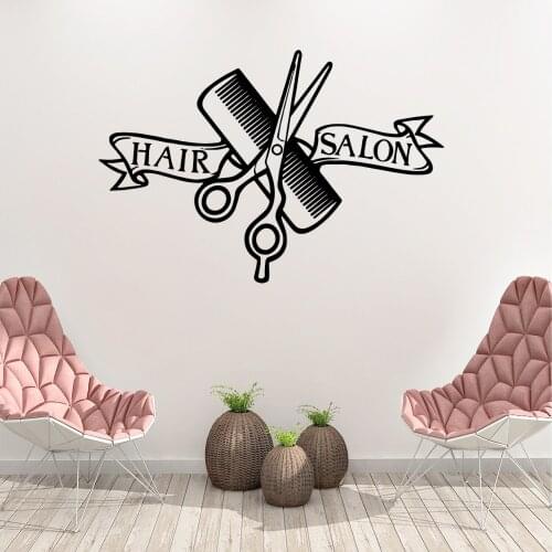 Hot Sale Hair Salon Stickers For Barber Room Vinyl Wall Sticker Wallpaper Hairdresser stickers Wall Decals vinil barbeiro