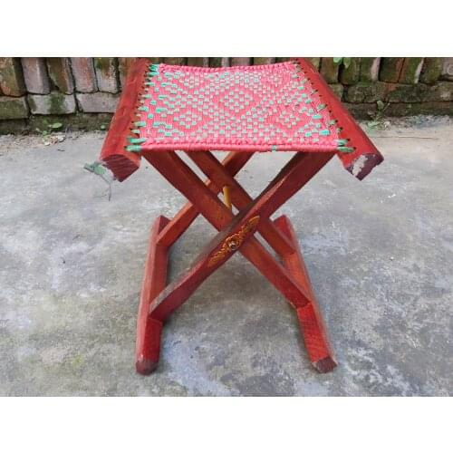Handemade wooden bench or stool Folding Stool home garden Decoration Portable Outdoor Fishing Folding Chair Stool Mesh