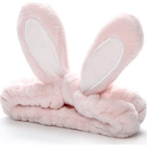1Pc Cute Rabbit Ears Headband Women Head Wrap Soft Coral Fleece Makeup Washing Face Turban Hairband Hair Turban Accessories