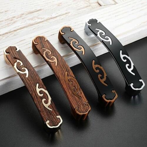 Wood + zinc alloy retro classic cabinet kitchen handle drawer handle furniture hardware 96 mm/128 mm pitch