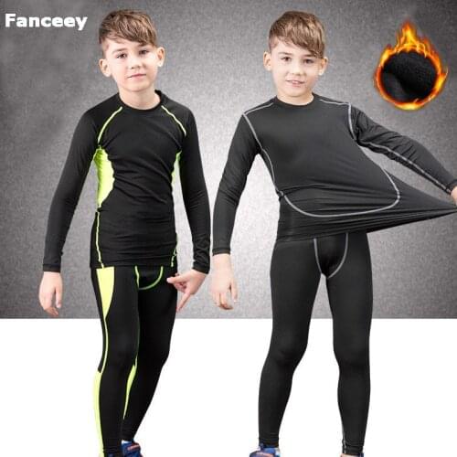 Fanceey Winter Children Thermal Underwear Compression Set Warm Thermo Underwear Boys Kids Long Johns Girls Lucky Johns Fitness