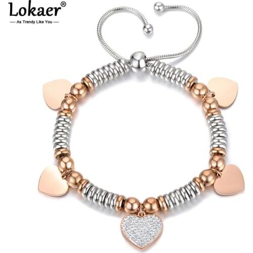 Lokaer Stainless Steel Beads Bracelet Star/Heart/Butterfly/Elephant Design Bracelet Lace Up Adjustable Fashion Jewelry B18077
