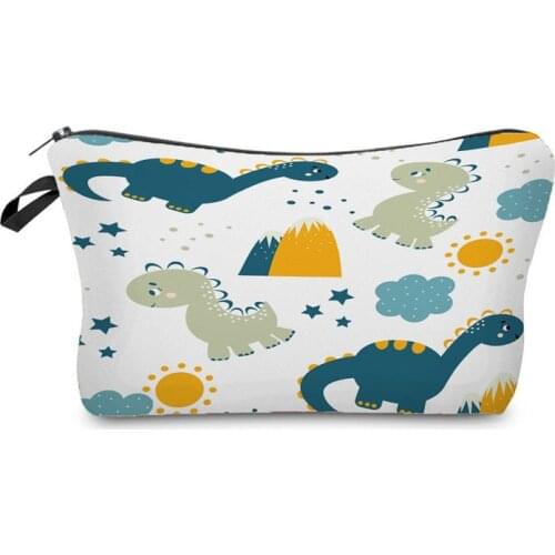 Cute Cartoon Dinosaur Printed Makeup Bag Lady Cosmetics Organizer Bag Animal Mini Storage Bags for Women Small Child Pencil Case