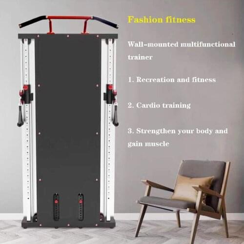 Wall-mounted multifunctional mirror trainer with small footprint for household use, combined multifunctional fitness