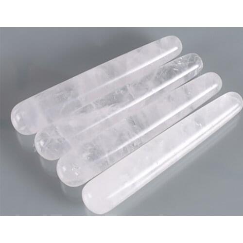 Natural Clear Quartz White Crystal Massager Pleasure Wand Rock Quartz Yoni Wand Stone GuaSha Stick Gemstone Crafts Ornament