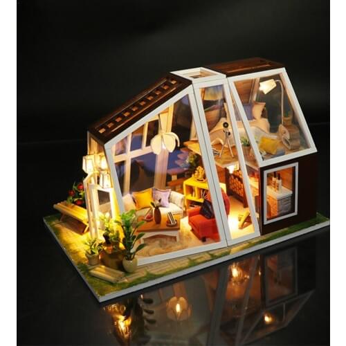 2019 NEW DIY Cottage Innovative Model Hand Assembled Birthday Gift Puzzle Miniature 3D Greenhouse Craft Kit for Adult Doll House