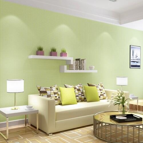 Wellyu Fresh green light green wallpaper non - woven pure color color wallpaper living room full of bedroom backdrop