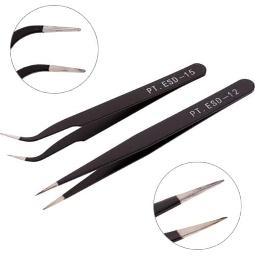 Eyebrow Tweezer Stainless Steel Black False Fake Eyelash Tweezers Extension Nippers Pointed Clip Set Makeup Tool