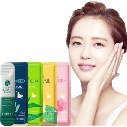 Nourishing Repair Sleeping Mask Snail Collagen Sakura Seaweed Improve Dry Sooth Skin Anti Acne Individual Packaging Gel Mask