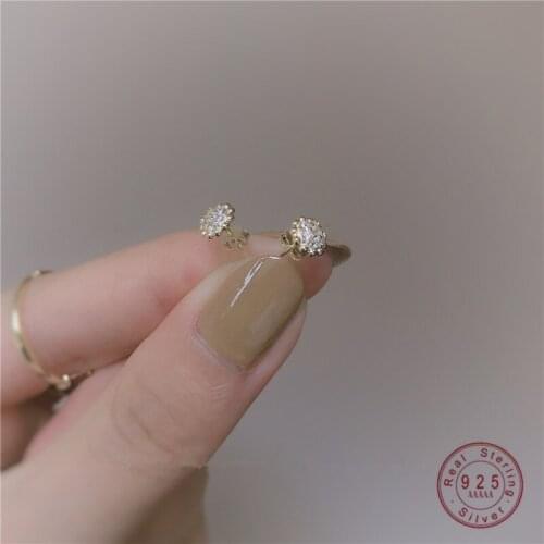 925 Sterling Silver Korean Sunflower Crystal Flower Plating 14k Gold Stud Earrings Women Texture Personality Party Jewelry