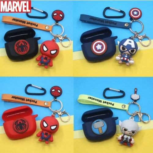 Marvel Cartoon Silicone Protective Case Full Cover for ZMI PurPods Pro TWS Wireless Earbuds Bags With Key ring
