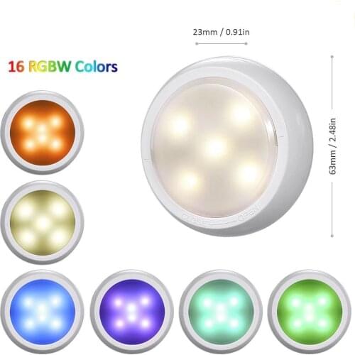 LED Under Cabinet Light RGB 16 Colors Touch Dimmable Night Puck Lamp Stair Hallway Kitchen Cupboard Wardrobe Wine cabinet Wirele